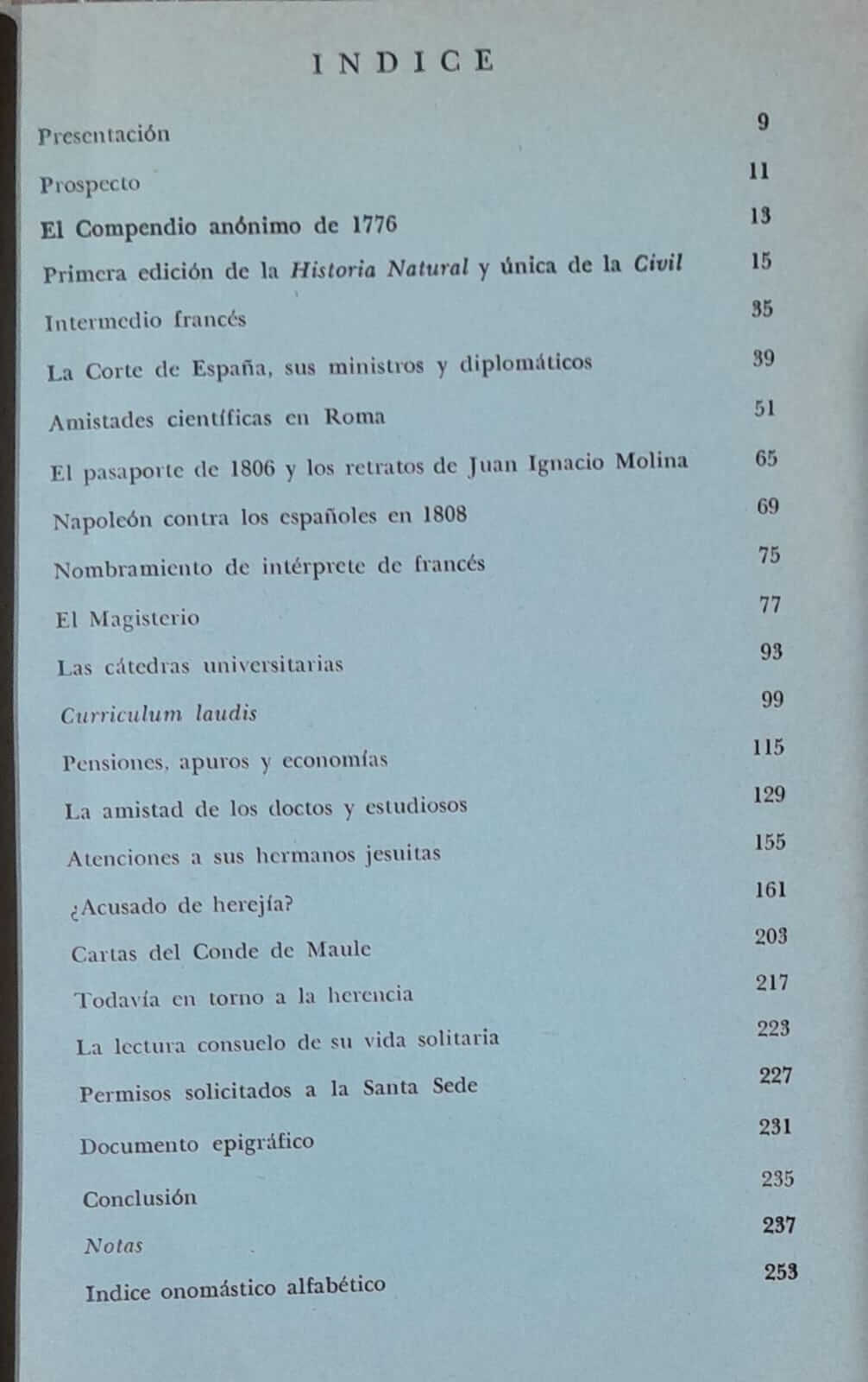 Epistolario de Juan Ignacio Molina S.J