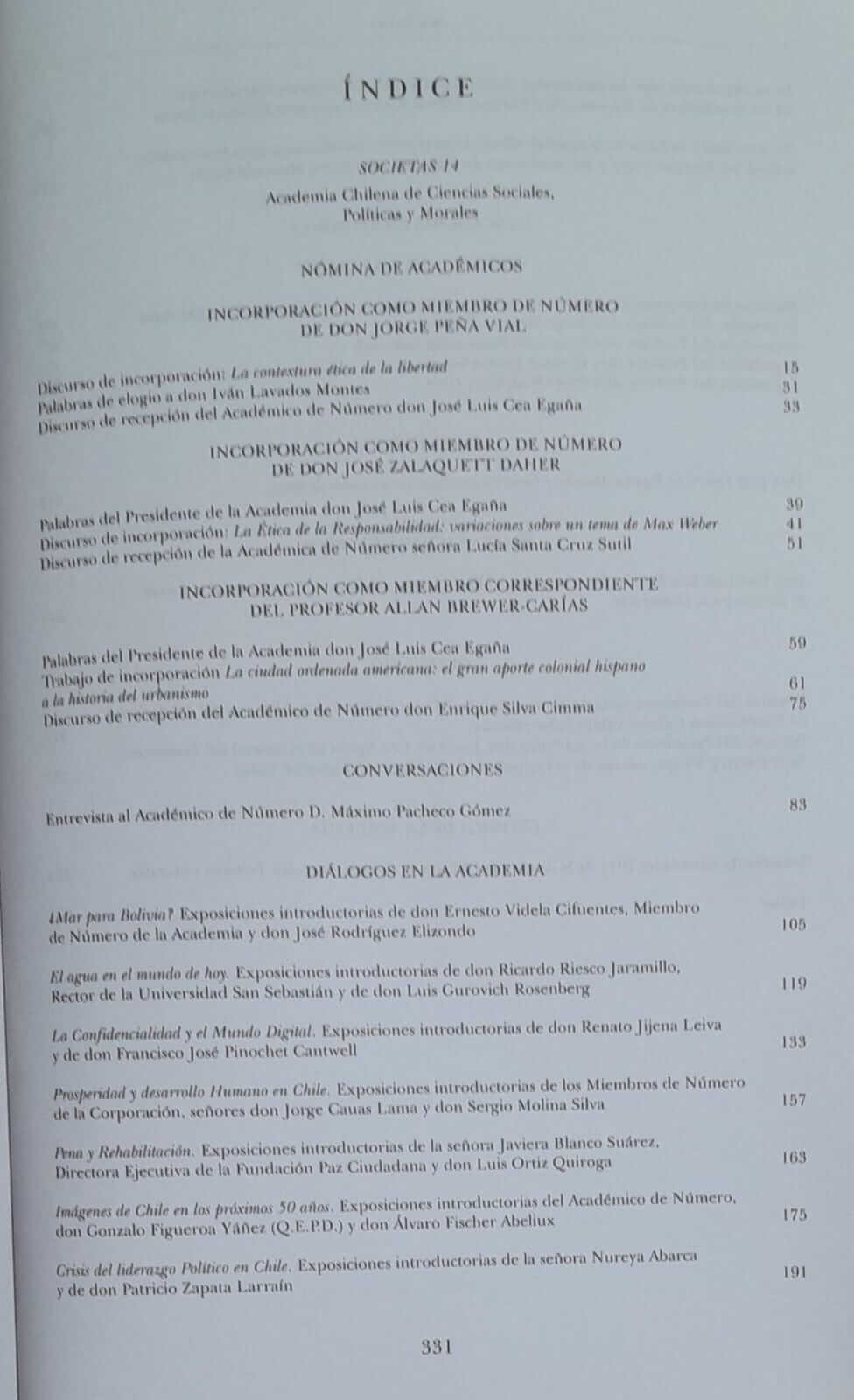 Societas. Academia Chilena De Ciencias Sociales, Políticas Y Morales