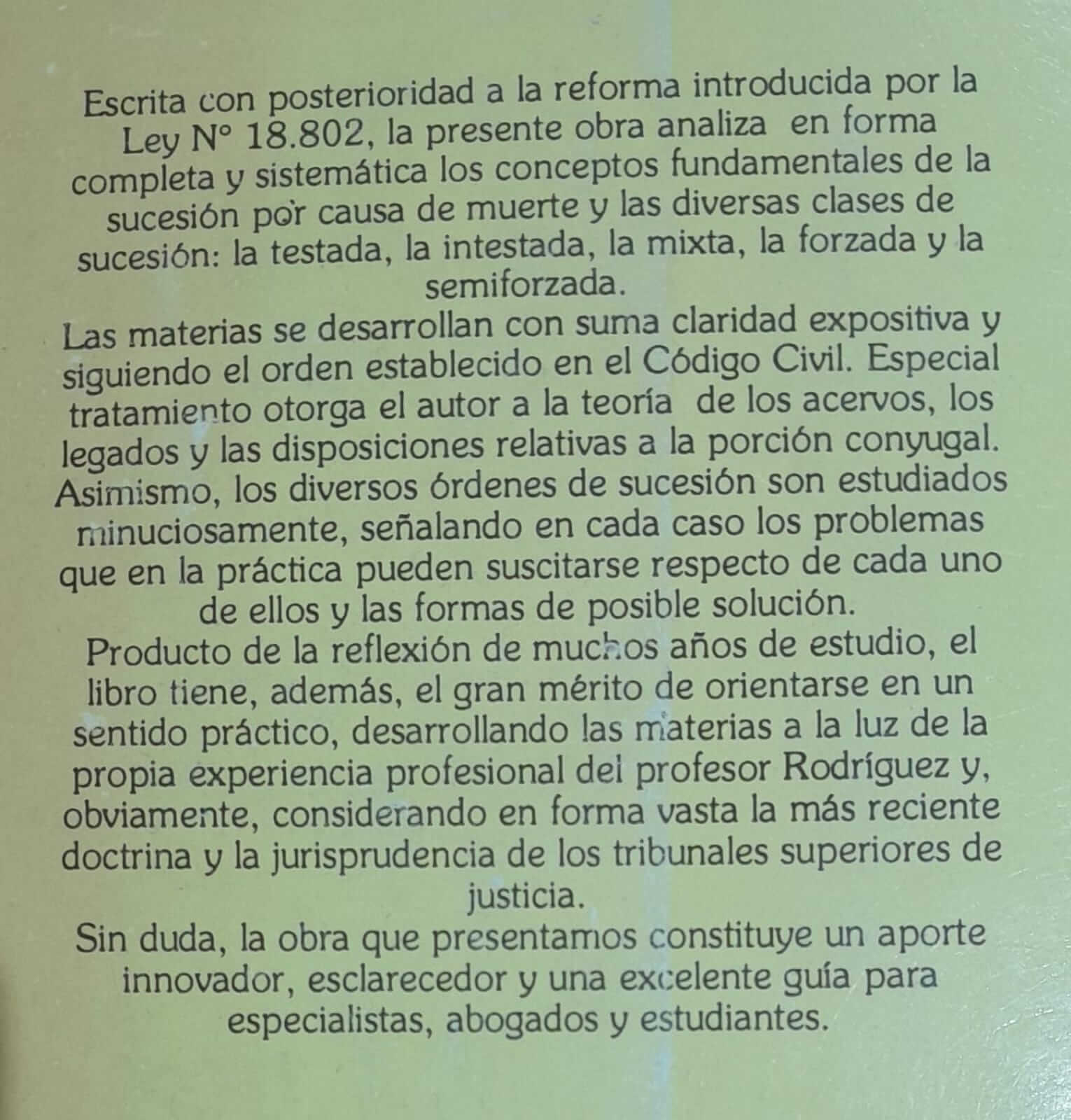 Instituciones de Derecho Sucesorio. De los cinco tipos de sucesión en el Código Civil chil