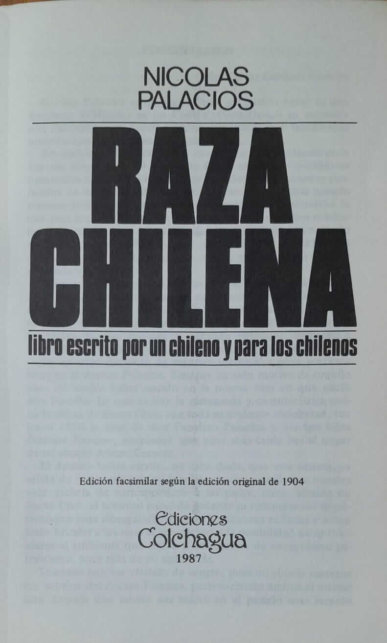 Raza chilena : libro escrito por un chileno y para los chilenos