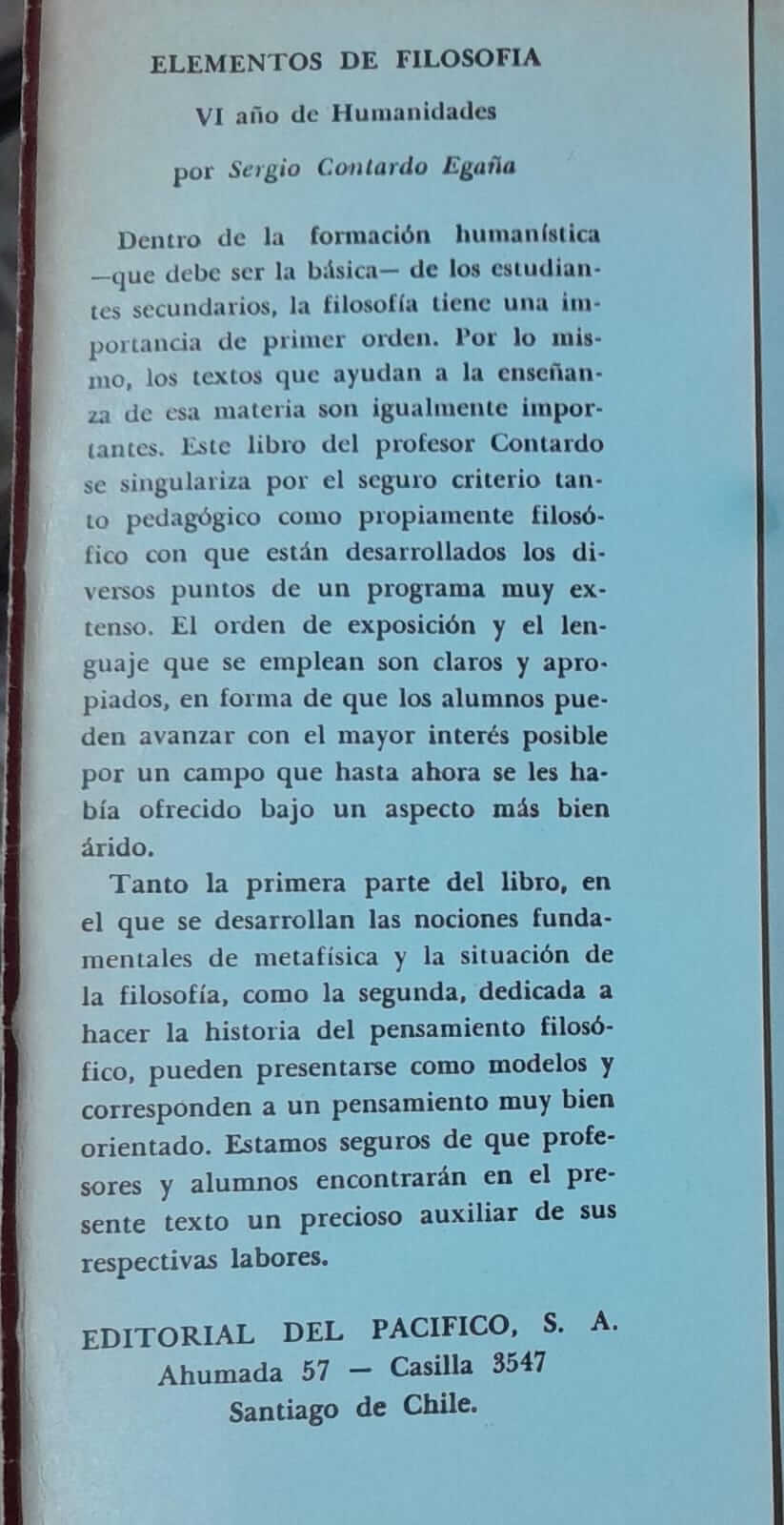 Elementos de filosofía. VI de humanidades.