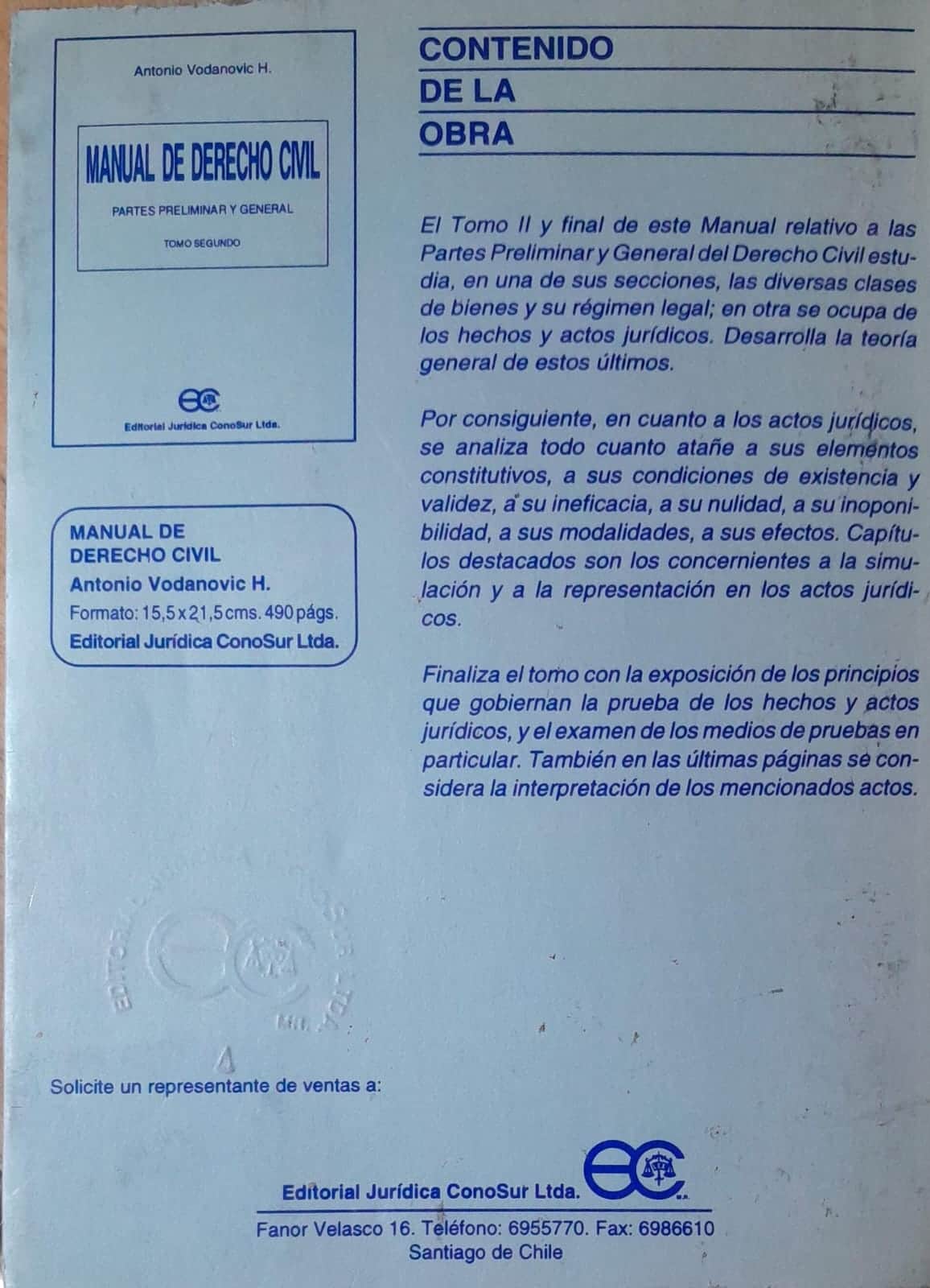 Manual de Derecho Civil – Partes Preliminar y General Tomo II